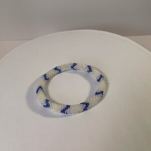 Sophisticated or Casual Blue and White Beaded Bracelet